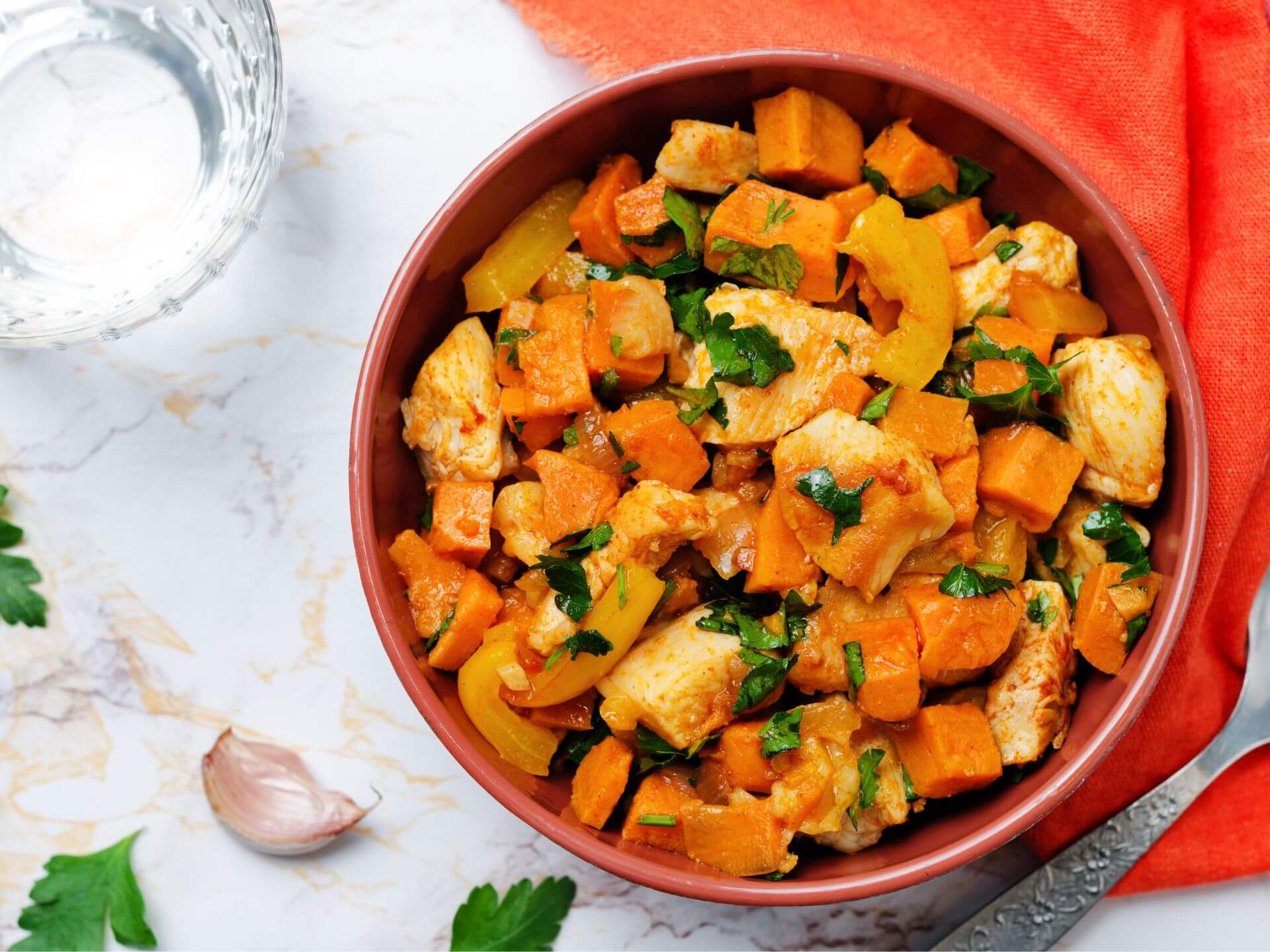 A Sweet Potato & Chicken Curry Recipe Using Our Tasty Curry Mix.